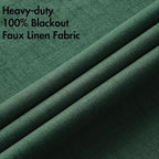MIULEE Linen Curtains for Bedroom 100% Blackout Thermal Insulated Emerald Green Grommet Room Darkening Curtains & Drapes Christmas Decor for Living Room Nursery 52 x 90 Inch (2 Panels)