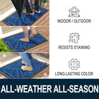 Colorxy Waterproof Doormat, Sturdy Natural Rubber Front Door Mats, Non Slip Low Profile Indoor Outdoor Entrance Mat, Stain Resistant Easy Clean Floor Mat for Patio or Entryway, 47''x24'', Light Blue
