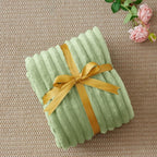 BEDELITE Twin Blanket for Couch & Bed, 300GSM Soft & Warm Fleece Blanket, Decorative and Giftable Striped Sage Green Blankets for Women, Men, 60"x80"