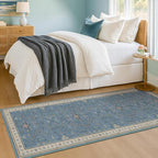 Hazo Haus Boho 2x6 Non Slip Kitchen Rug Runner - Light Blue Washable Rug for Bathroom, Laundry Room, Hallway, Non Slip with Rubber Backing, Floral Eclectic Unique Runner Décor
