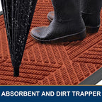 Smiry Front Door Mat Outside Entrance, Heavy Duty Sturdy Natural Rubber Doormat, Trap Dirt and Moisture, Easy Clean Low Profile Mats for Indoor Outdoor Entry, Irregular Triangle (29.5x17, BRN-Orange)