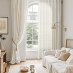 Nanspring Natural Linen Curtains 96 Inches Long for Living Room Bedroom Rustic Light Filtering Curtains Back Tab and Rod Pocket Farmhouse Decor Curtain for Dinner Room Office 52x96, 2 Panels