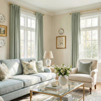 Faux Linen Total Blackout Curtains for Bedroom 96 Inches Long, Sage Green