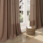 Nanspring Extra Long Caramel Brown Linen Curtains 2 Panels 102 Inches Long for Dinning Room Back Tab Light Filtering Semi Sheer Drapes Cotton Linen Textured Window Curtain 102 Inch Length for Bedroom