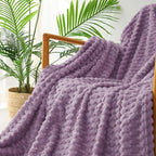 Exclusivo Mezcla Fleece Throw Blanket for Couch, Extra Large Fuzzy Grayish Purple Bed Blankets, Soft Cozy Plush Sofa Throws for All Seasons, 50x70 Inches