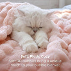 Bedsure 3D Fleece Bubble Blanket - GentleSoft Pink King Blanket for Bed Sofa Girls Room Decor - Luxury Soft Cozy Spring Gifts for Kids Girls, Lightweight, Crystal Pink, 108"×90"
