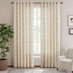 jinchan Belrose Linen Curtains for Bedroom Floral Curtains 90 Inch Length Linen Blend Sage Green Embroidered Drapes Farmhouse Flower Patterned Drapes for Living Room Window Treatments Set 2 Panels