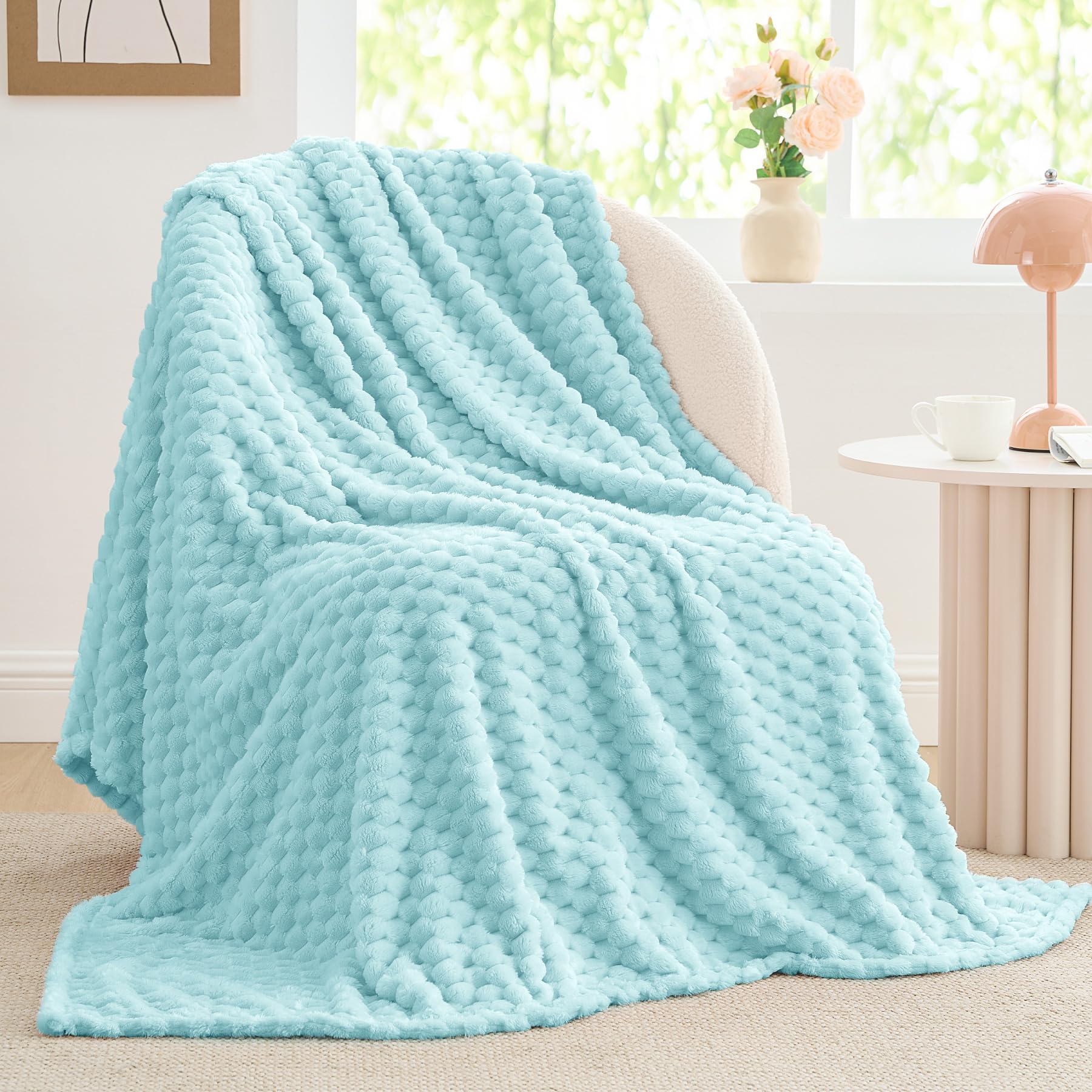 BEDELITE Cloud Blue Twin Blanket for Couch, Soft Cozy Gift for Women, 60*80