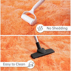 Goideal Fluffy Rug for Bedroom Living Room, 7x10 Orange Area Rugs, Faux Fur Shag Modern Carpet Ultra Soft Girls Boys Room Home Decor, Tie-Dyed