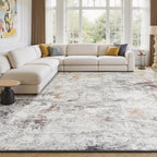 Rugflix 8x10 Area Rugs for Living Room, Washable Beige Grey Large Rug
