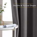 NICETOWN Gray Blackout Curtains for Bedroom 84 inches Long - Thermal Drapes Grommet Room Darkening Light Blocking Curtains Window Treatments for Living Room (2 Panels, W52 x L84, Grey)