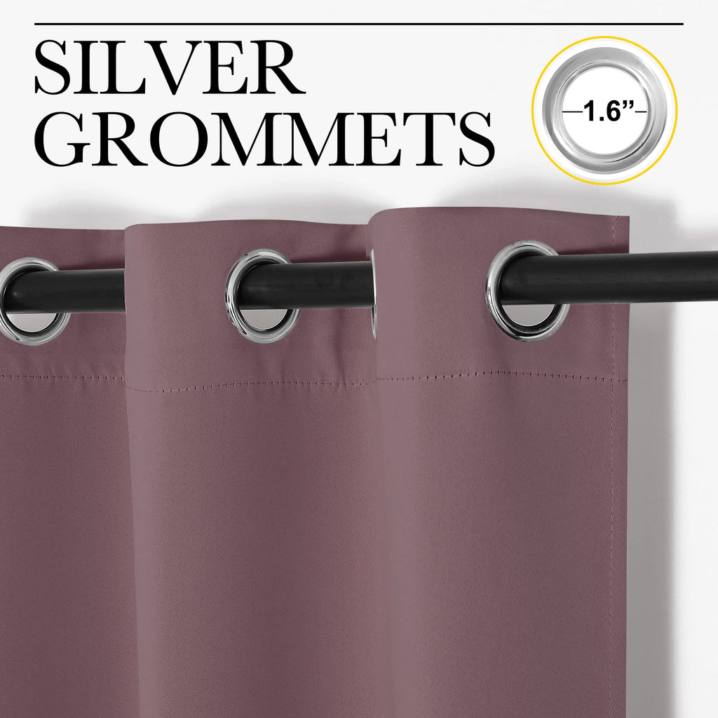 NICETOWN Bedroom Curtain Panels Blackout Draperies, 1 Pair, 29 by 45 inches, Dry Rose, Thermal Insulated Solid Grommet Blackout Curtains/Drapes