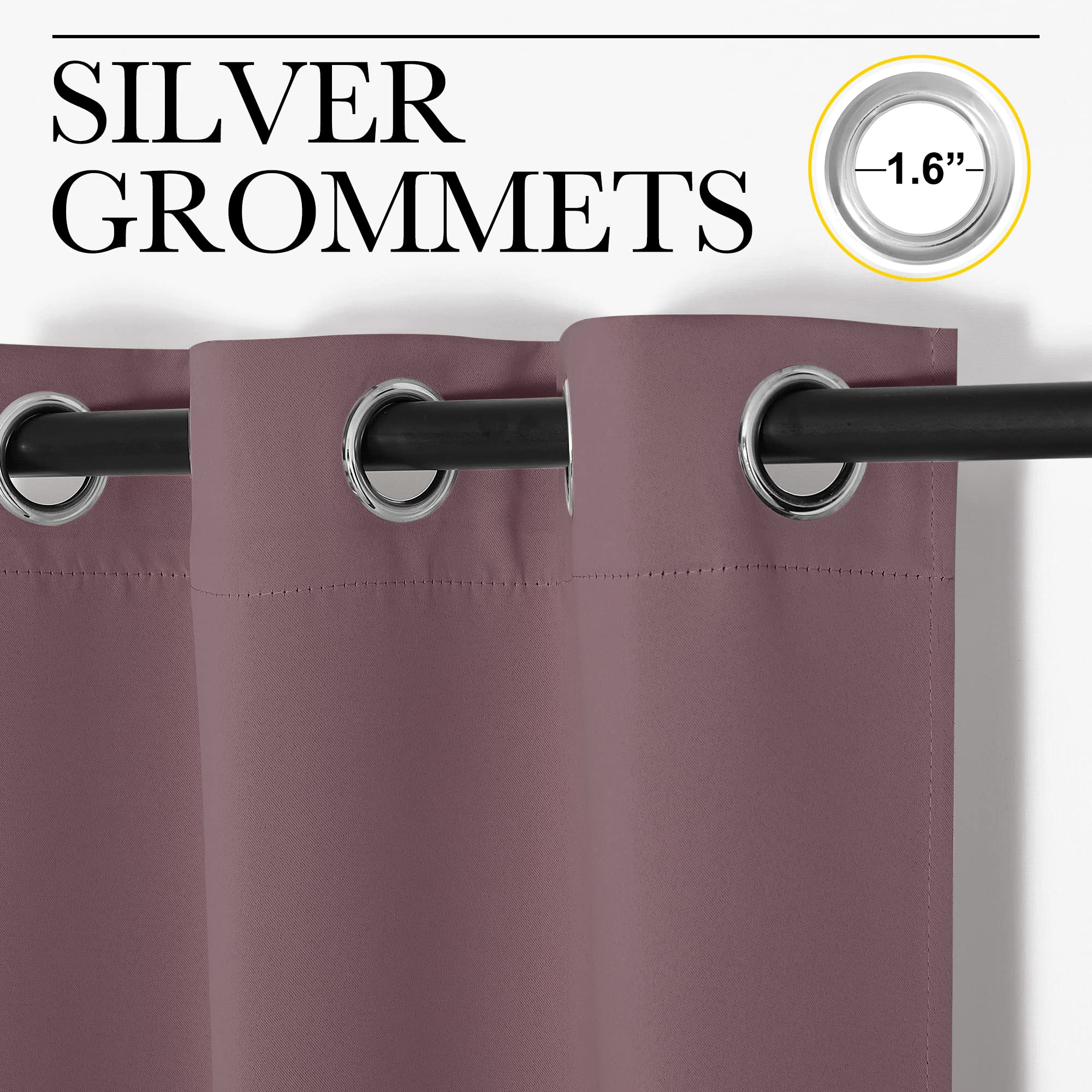 NICETOWN Window Curtain Panels, Dry Rose, 1 Pair, 34 by 54-inch, Thermal Insulated Solid Grommet Blackout Draperies/Drapes for Basement