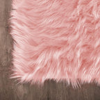 Latepis 3x4 Area Rug, Faux Fur Sheepskin Rug for Living Room, Fuzzy Rugs for Teen Girls Bedroom, Luxury Room Decor, Fluffy Pink Rug, Rectangle