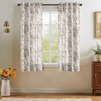 jinchan Black Floral Linen Curtains 63 Inch Farmhouse Back Tab 2 Panels