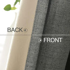 MIULEE Linen Texture Curtains for Bedroom Solid 100% Blackout Thermal Insulated Dark Grey Curtains Grommet Room Darkening Drapes Luxury Decor for Living Room Nursery 52x45 Inch (2 Panels)