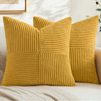 MIULEE Mustard Yellow Decorative Throw Pillow Covers for Couch 18x18 Inch