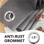 H.VERSAILTEX Linen Blackout Curtains Durable Thick Textured Linen Look 100% Blackout Patio Door Curtain Anti Rust Grommet Extra Wide Sliding Door Curtain Panel, W100 x L96 inch - Grey