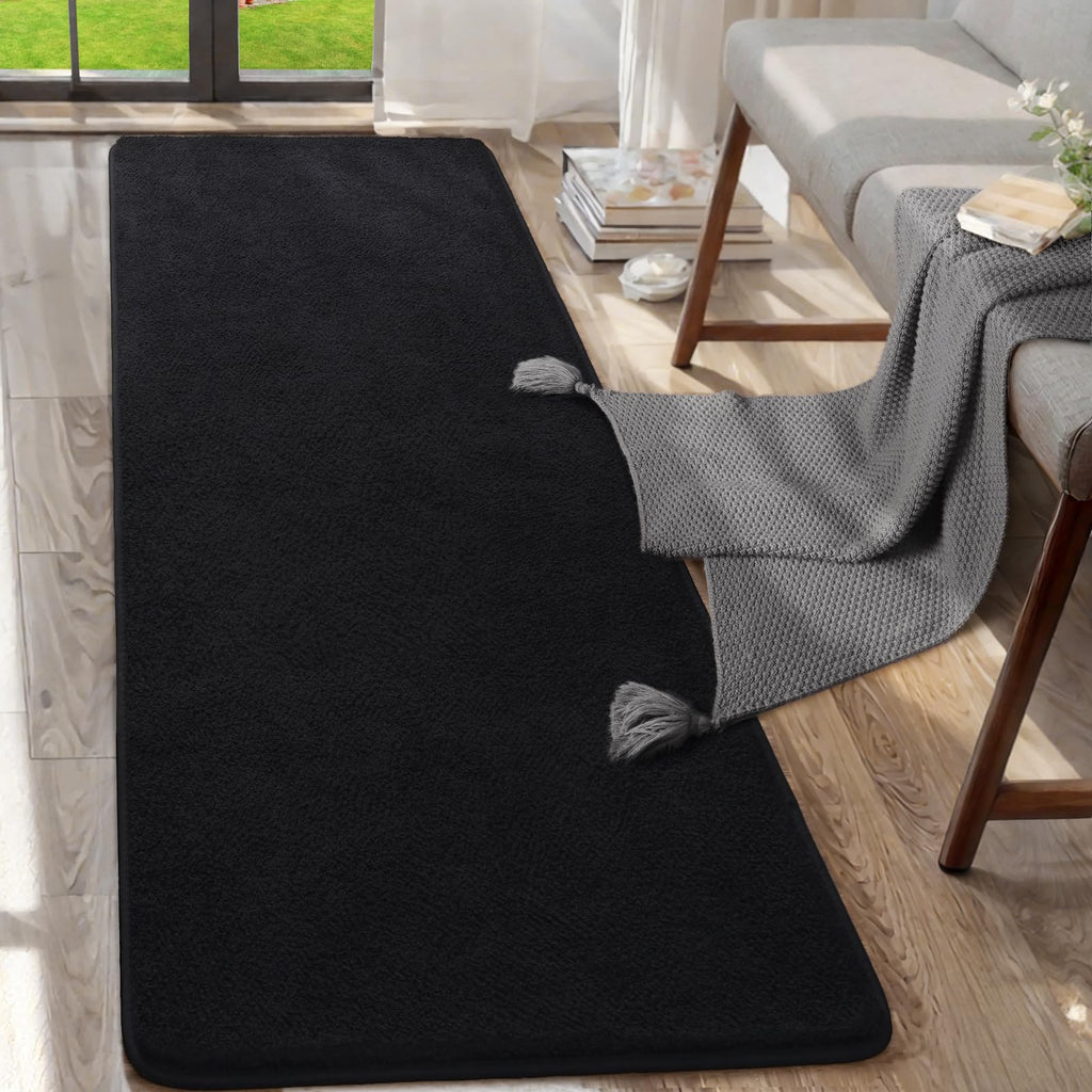 AROGAN 2x8 Runner Rug for Hallway, Long Runner Rugs Non Slip, Black