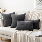 MIULEE Grey Decorative Throw Pillow Covers 20x20 Inch for Couch Bed Sofa Pack of 2 Boho Farmhouse Throw Pillows Soft Cross Corduroy Patchwork Textured Cushion Cases