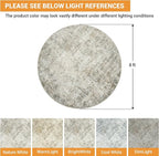 Aelenmu Round Rug 8ft Washable Rug for Dining Room Living Room Beige Brown