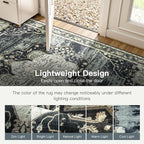 Lofus 5x7 Washable Area Rug, Vintage Floral Rugs for Living Room, Bedroom, Dinning Room, Low Pile Large Area Rugs with Non-Slip Backing, Flower Print Pattern, Black Brown