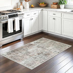 Soalmost 2x3 Abstract Washable Rugs for Kitchen, Floor, Entryway, Powder Room Small Area Rug Non-Slip Vintage Low Pile Throw Door Mat Pink Grey