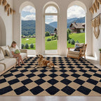 Lahome Colette Checkered Easy Jute Carpet, Washable 8x10 Rugs for Living Room Outdoor Patio Rugs, Farmhouse Neutral Non Slip Stain Resistance Floor Carpet for Office Backyard Sunroom