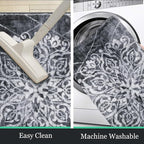 HEBE Washable Area Rug - 2'x3' Non Slip Soft Distressed Medallion Bedroom Boho Living Room Accent Throw Vintage Entry Floor Carpet for Dining Room Bathroom Entryway