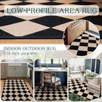 Black Tan Checkered Entry Rug - 3x5 Ft Non-Slip Washable Indoor Outdoor Front Door Mat Porch Rug Geometric Diamond Throw Carpet for Living Room Bedroom Entryway Kitchen Office Porch Decor