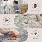 9x12 Area Rugs for Living Room: Washable Abstract Multi Color Carpet