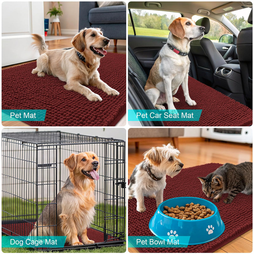 OLANLY Dog Door Mat for Muddy Paws 59x32, Super Absorbent Chenille Mud Mat