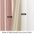 MIULEE 100% Blackout Linen Curtains for Bedroom, Blush Pink Solid Luxury Decor Thermal Insulation Room Darkening Drapes for Living Room Nursery Back Tab Rod Pocket 42 x 96 Inches, 2 Panels