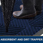 Smiry Front Door Mat Outside Entrance, Low Profile Rubber Doormat, 29.5x17