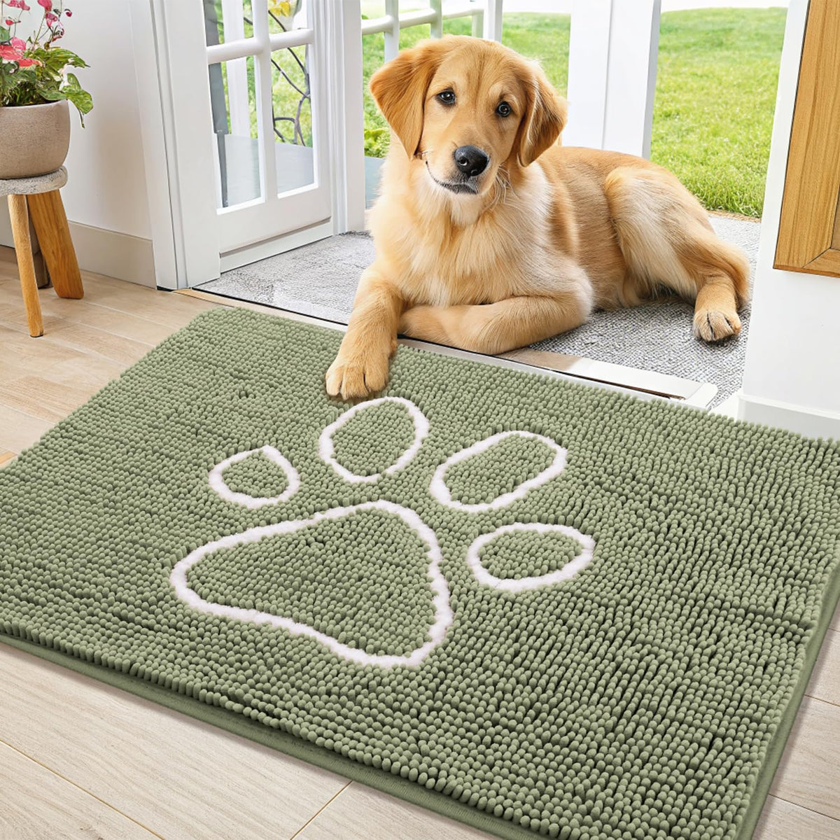 Smiry Dog Door Mat for Muddy Paws, Absorbent Non Slip Dirt Trapper, 36x24