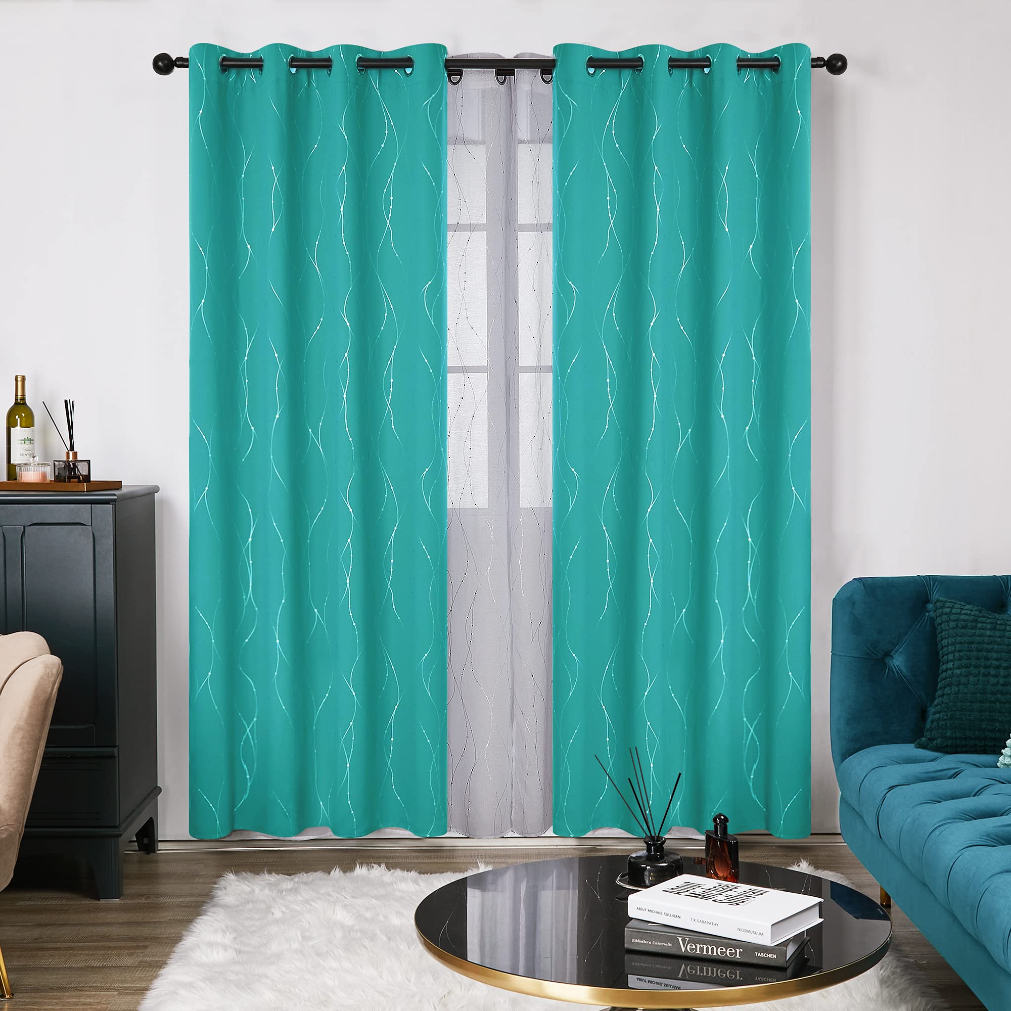 Deconovo Living Room Curtains 84 Inches Long, Blackout Curtains for Bedroom