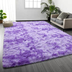 Deerhoo Large Shag Area Rugs 8 x 10, Tie-Dyed Plush Fuzzy Rugs for Living Room, Ultra Soft Fluffy Furry Rug for Bedroom, Indoor Carpet Nursery Rugs for Kids Room Home Decor, Purple