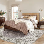 SERISSA Boho 8x10 Area Rugs, Washable Vintage Large Living Room Rug Non-Slip, Ultra Soft Oriental Print Distressed Farmhouse Earth Tone Carpet for Dining Room Bedroom Dorm Office Home Decor