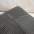 Fancy Homi 2 Packs Dark Gray Decorative Throw Pillow Covers 22x22 Inch for Living Room Couch Bed Sofa, Rustic Farmhouse Boho Home Decor, Soft Corss Corduroy Patchwork Accent Cushion Case 55x55 cm