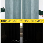 NICETOWN 100% Absolutely Blackout Linen Curtains with Thermal Insulated Liner, Skylark Blue, 42" Wide, 72" Length Energy Saving Curtains for Classroom 2 Panels Set, Vertical Blinds