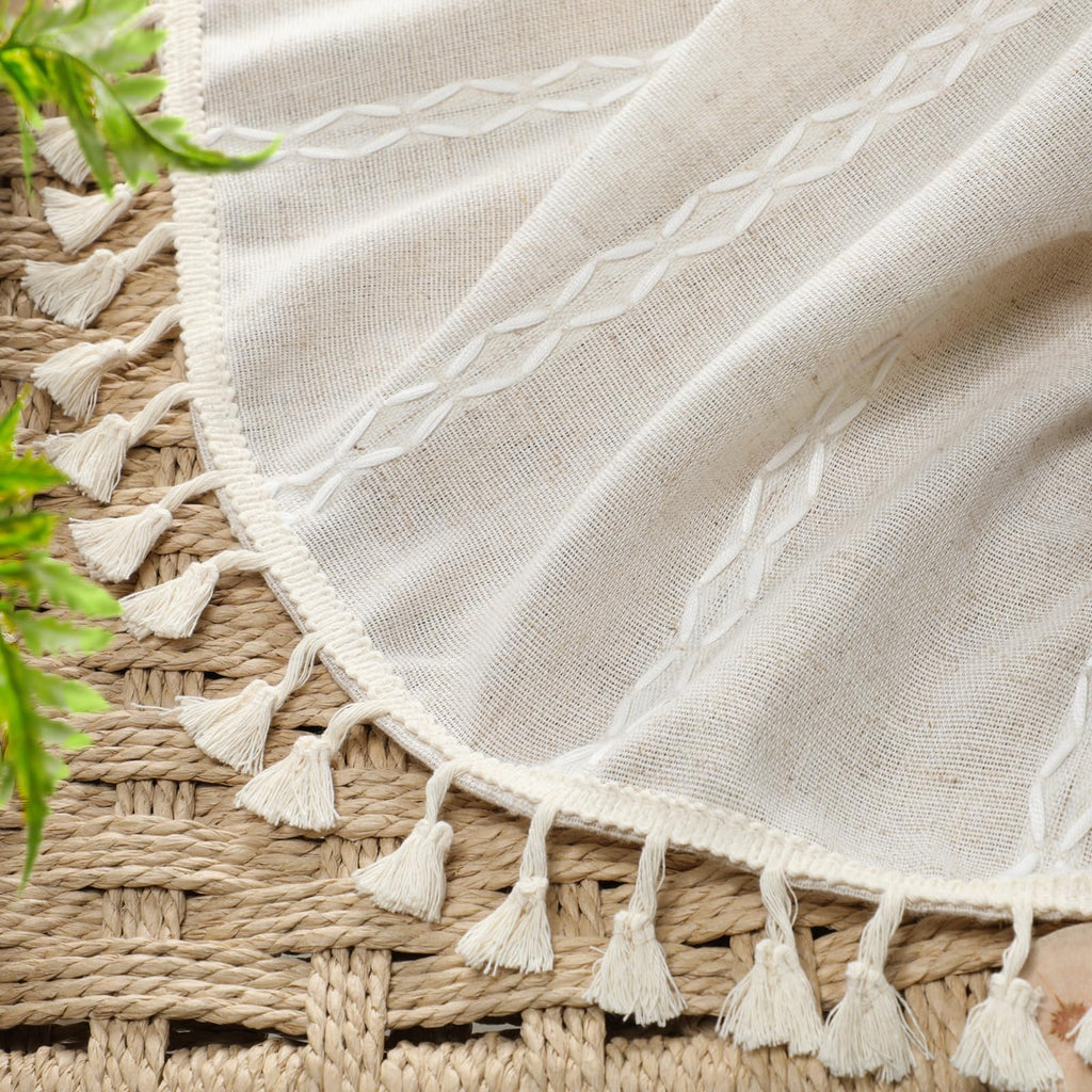 XOGUIBO 80% Boho Blackout Curtains 84 Inch Linen Blend Drapes 2 Panels