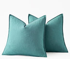 MIULEE Decorative Linen Euro Sham Pillow Covers 24x24 Turquoise Boho Farmhouse Neutral Couch Throw Pillows for Bed Pack of 2 Accent Coastal Modern Pillowcase Summer Sofa Livingroom Home Decor