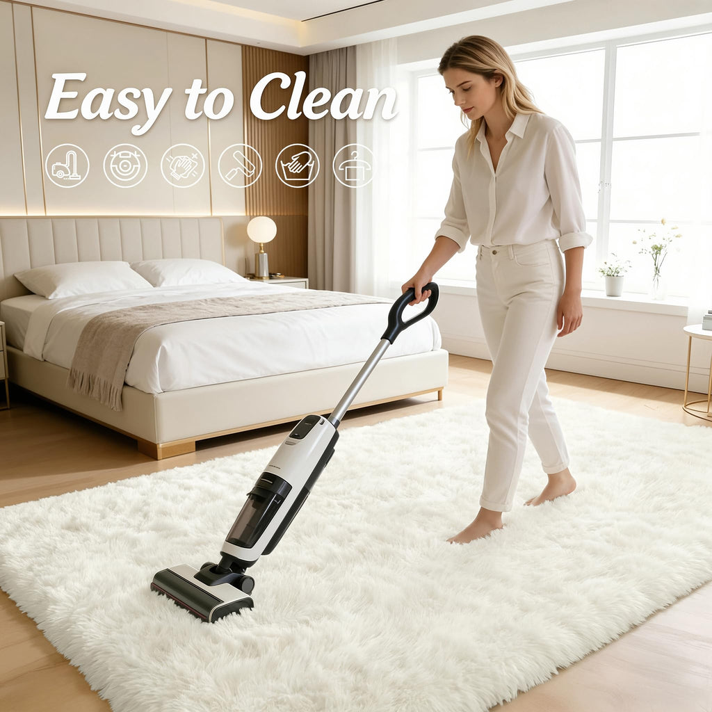 OLANLY 2x2 Machine Washable Small Rug, Soft Fluffy Shaggy Throw Rug for Bedroom, Entryway, Indoor Floor Carpet for Kids, Nursery, Home Decor, Ivory