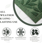 Green Leaves Outdoor Indoor Entrance Door mat, Absorbent Durable Heavy Duty Welcome Front Door Mat,Thick Natural Rubber Back,Easy Clean Entryway Mat 47x32 Inch, Low Profile