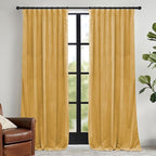 RYB HOME Mustard Yellow Velvet Curtains 84 inches, Back Tab Soft Fabric Room Darkening Thermal Insulated Luxurious Home Decor Curtains for Living Room Bedroom, W 52" x L 84", 2 Panels Set