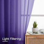 OWENIE Purple Sheer Curtains, Sheer Curtains 84 inch Length 2 Panels Set, Rod Pocket Voile Fimly Sheer Drapes for Living Room/Bedroom, 2pcs, Each 42" W x 84" L