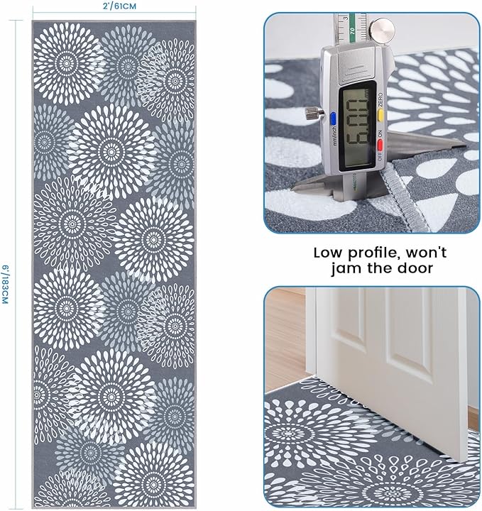 StepRite 2x6 Hallway Runner Rug, Washable Non-Slip Kitchen Rug for Entryway
