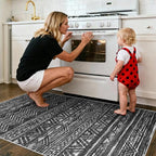 2x4 Washable Entryway Runner Rug: Moroccan Small Area Rug Soft Non Slip Door Mat for Hallway Low Pile Thin Stain Resistant Floor Carpet for Kitchen Bedroom Bathroom Bedside Indoor(2x4,Black)