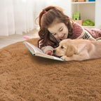 OLANLY Khaki Round Rugs for Bedroom - Machine Washable, 7 ft Circle Area Rugs for Living Room, Soft and Fluffy Shaggy Carpet for Teen Girl and Boys, Nursery Rooms, Dorms, Home Decor Aesthetic