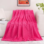 Puncuntex Hot Pink Throw Blanket 50"×60" inches Gifts for Mom Fuzzy 3D Jacquard Decorative Flannel Fleece Super Soft Plush Cozy Blanket for Couch Sofa Chair Lightweight